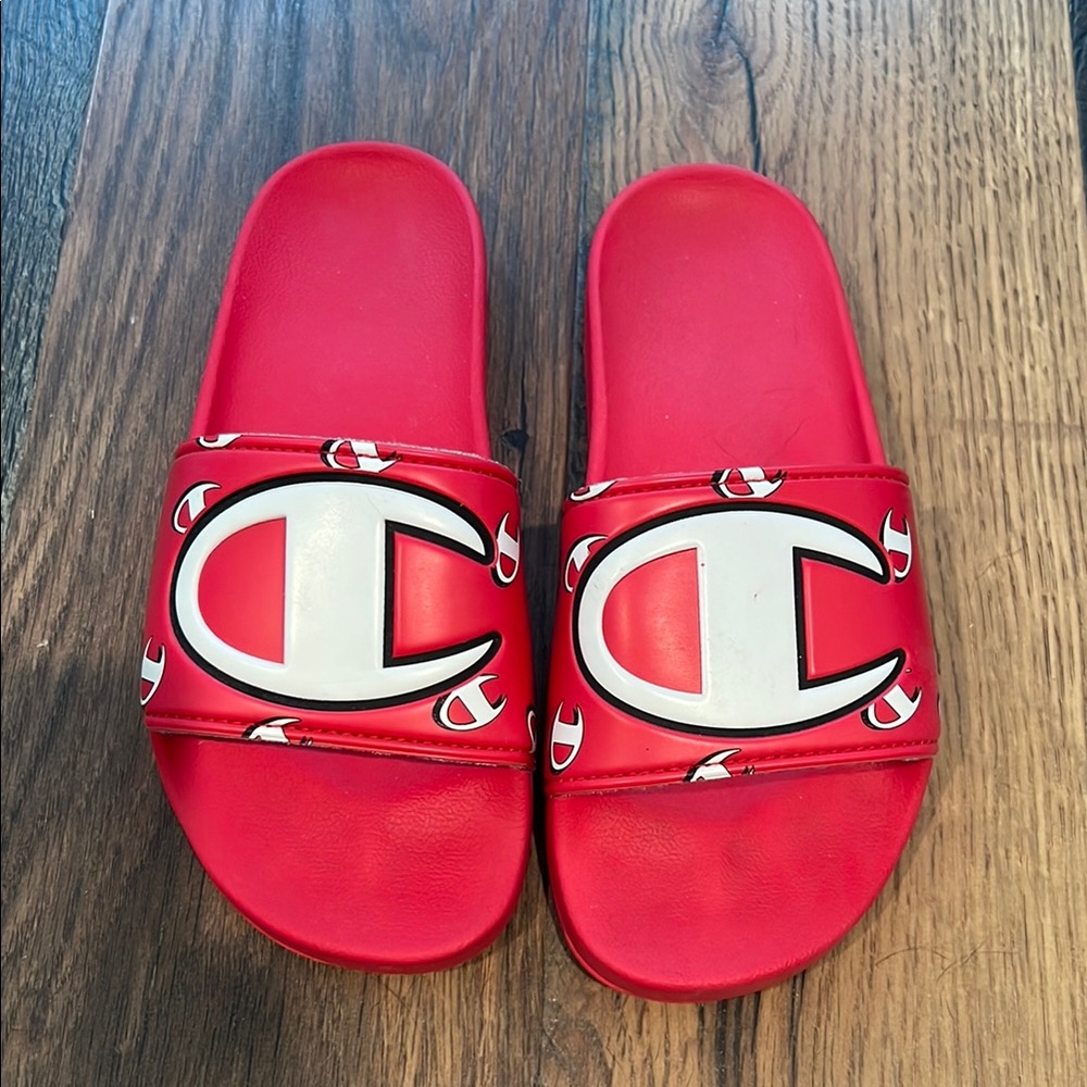 Champion Red Slide Sandals Bold Sporty Design